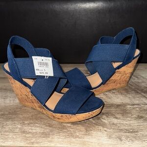 American Eagle Navy Wedge Sandals